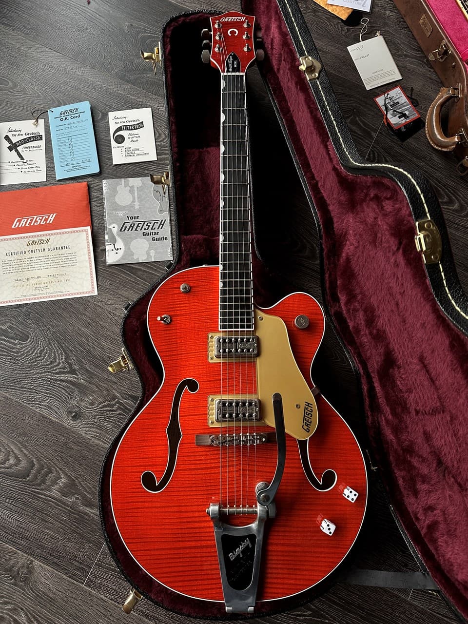 Gretsch G6120 BSNV OR Setzer Signature Orange Flame Maple With Case"Limited Model No." - Thumbnail 2