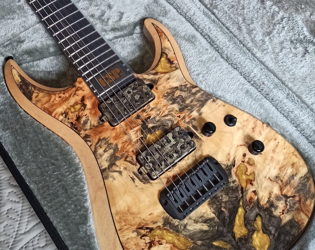 ESP Custom Shop M-II 7 NT Buckeye Burl Experimental Series Mint - Thumbnail 3